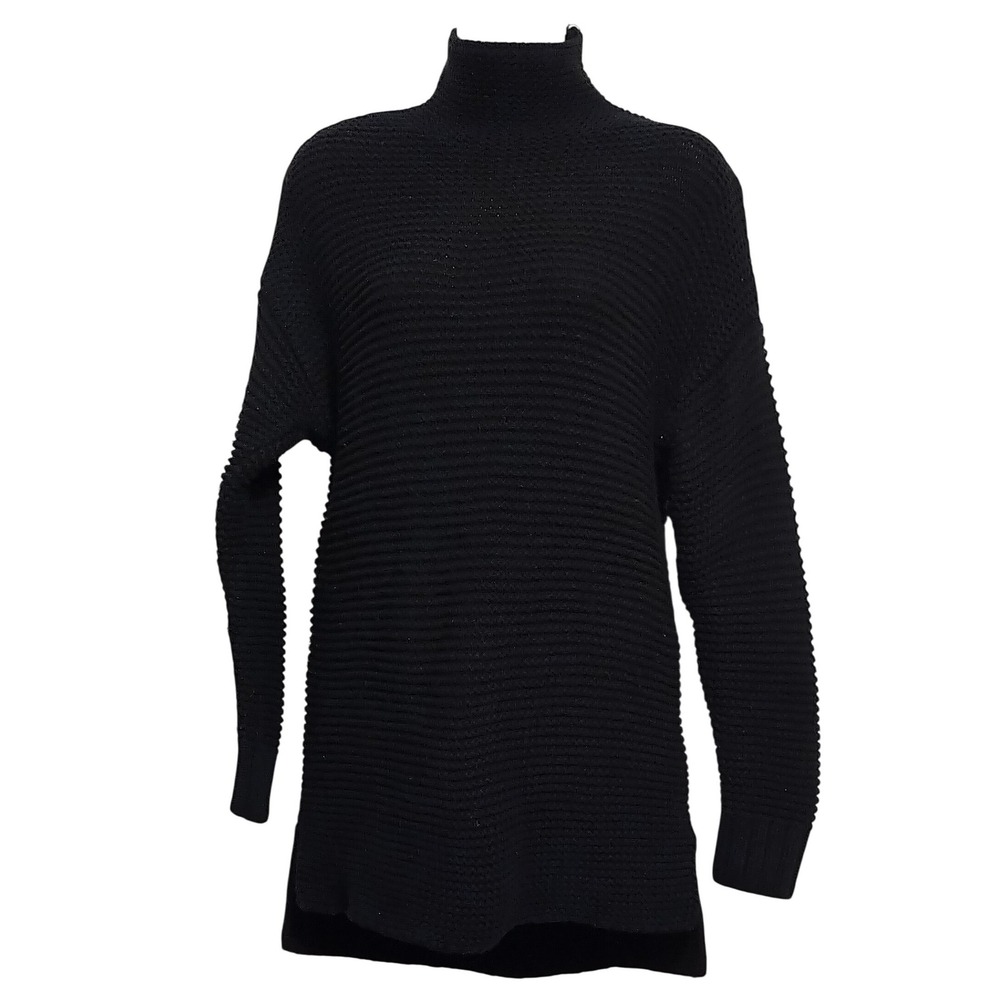 Banana Republic Sweater Womens Small Black Chunky Knit Mock Neck Tunic Pullover